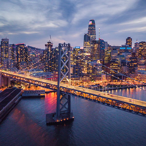 The Bay Bridge at dusk