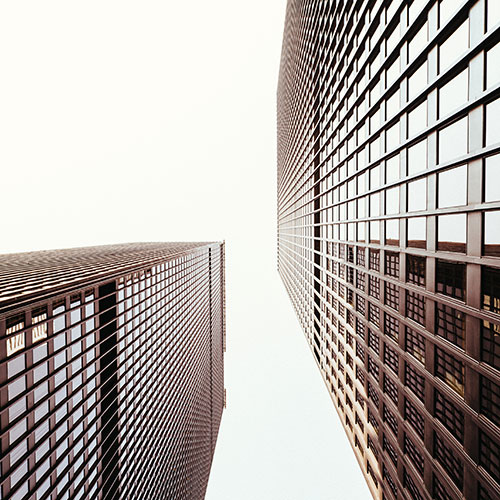 Between two buildings