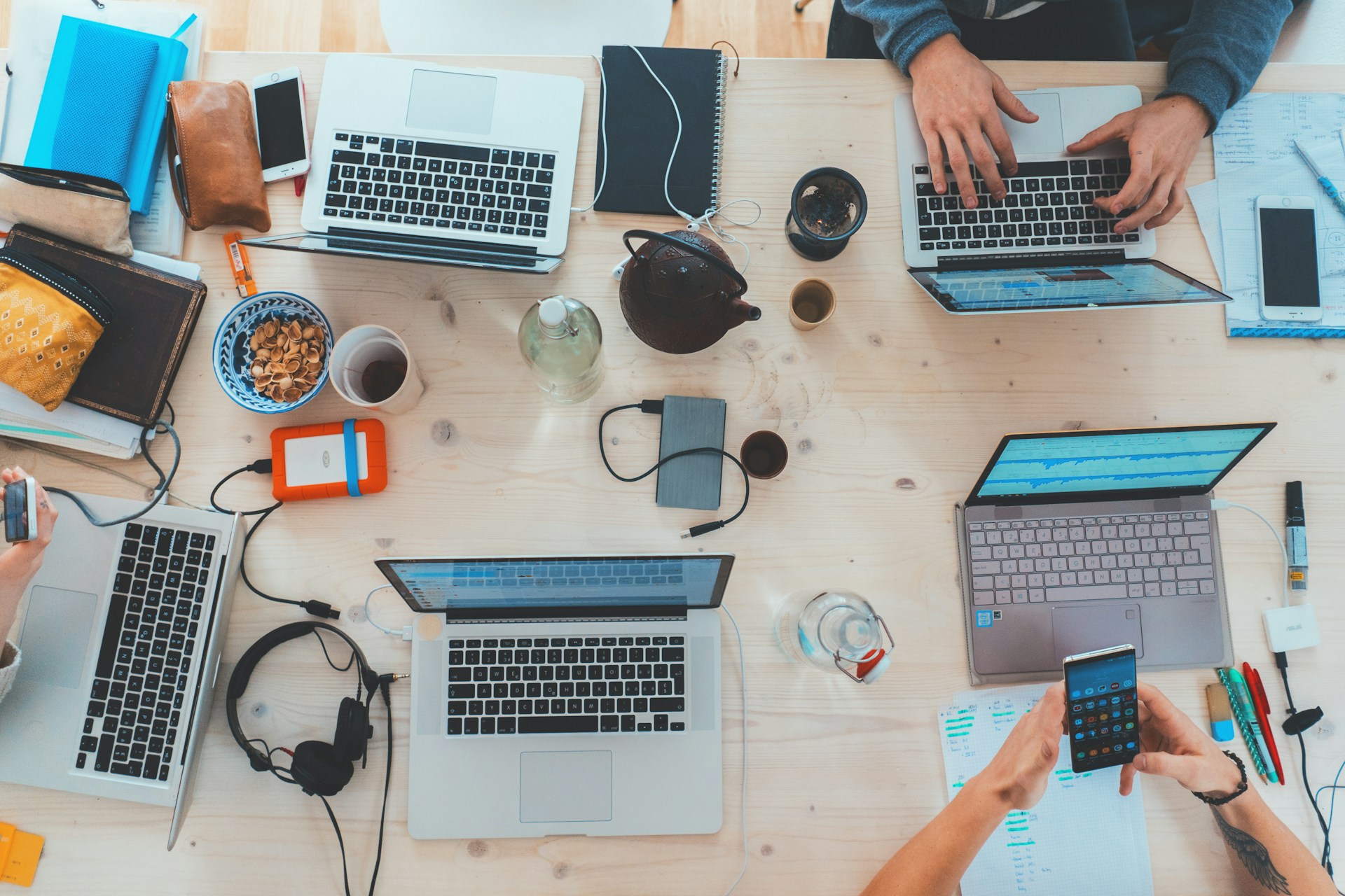 Laptops on a table